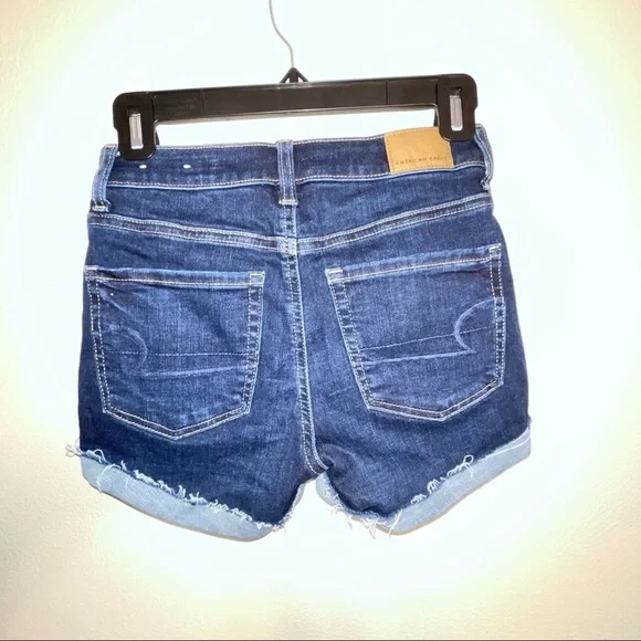 American Eagle Next Level Stretch Hi Rise Shortie Raw Hem Shorts - Picture 8 of 16